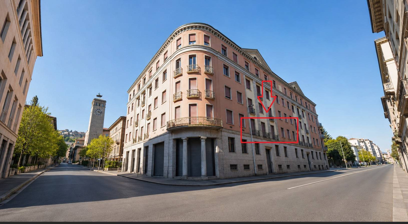 BERGAMO - CENTRALISSIMO VIA VERDI/VIA LOCATELLI-VENDESI PRESTIGIOSO UFFICIO DI RAPPRESENTANZA DI OLTRE 200 MQ SU UNICO PIANO.